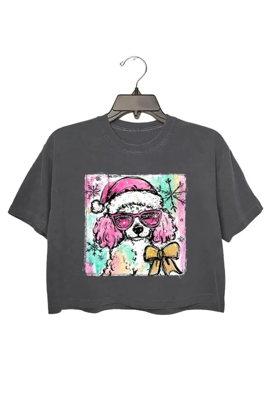 Cute Christmas Poodle Crop Top For Women sold by Fancy Tees