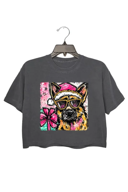 Cute Christmas German Shepherd Crop Top For Women sold by Fancy Tees