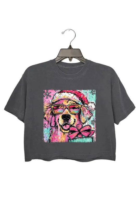 Cute Christmas Golden Retriever Crop Top For Women sold by Fancy Tees