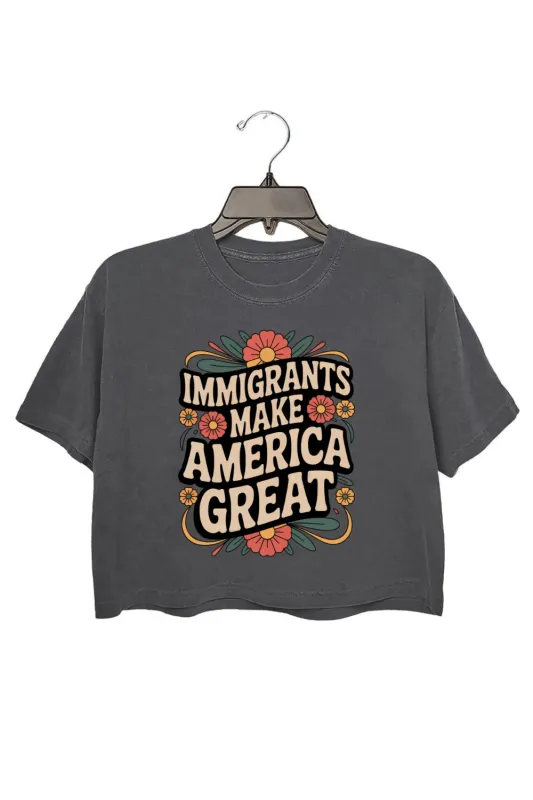 Retro Immigrants Make America Great Crop Top For Women sold by Fancy Tees