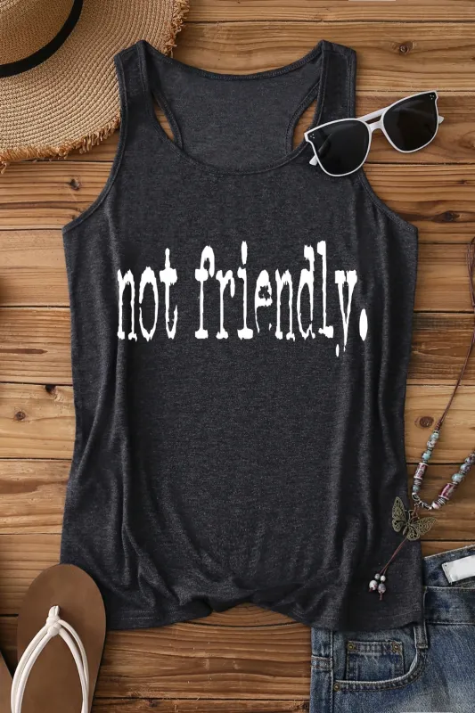 Not Friendly Typography Design Tank Top For Women sold by Fancy Tees