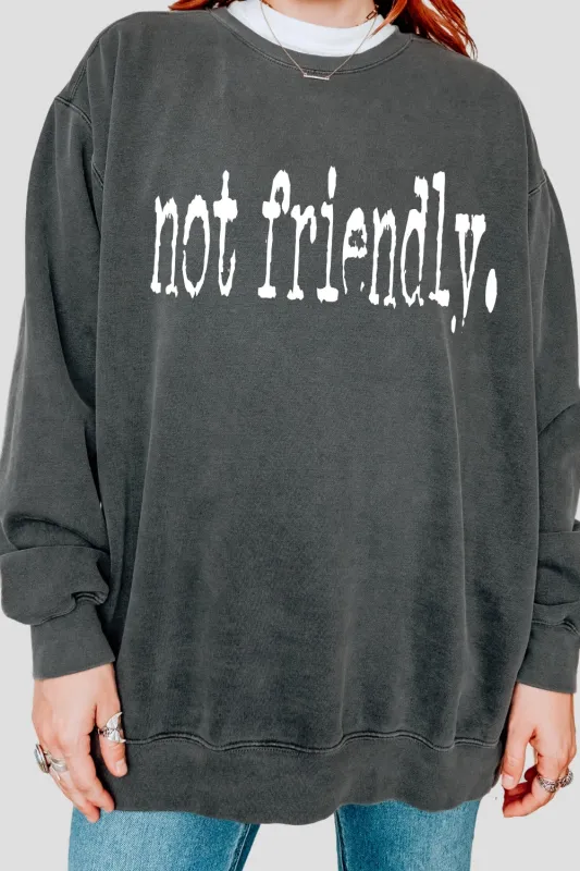 Not Friendly Typography Design Sweatshirt For Women sold by Fancy Tees