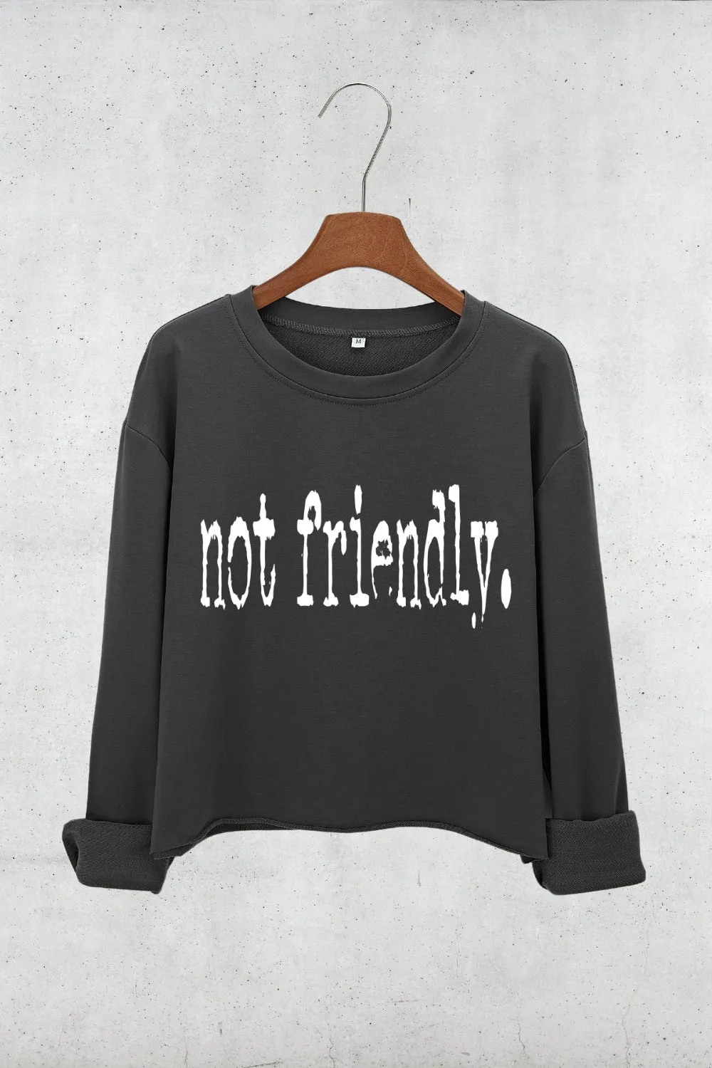 Not Friendly Typography Design Crop Sweatshirt For Women sold by Fancy Tees