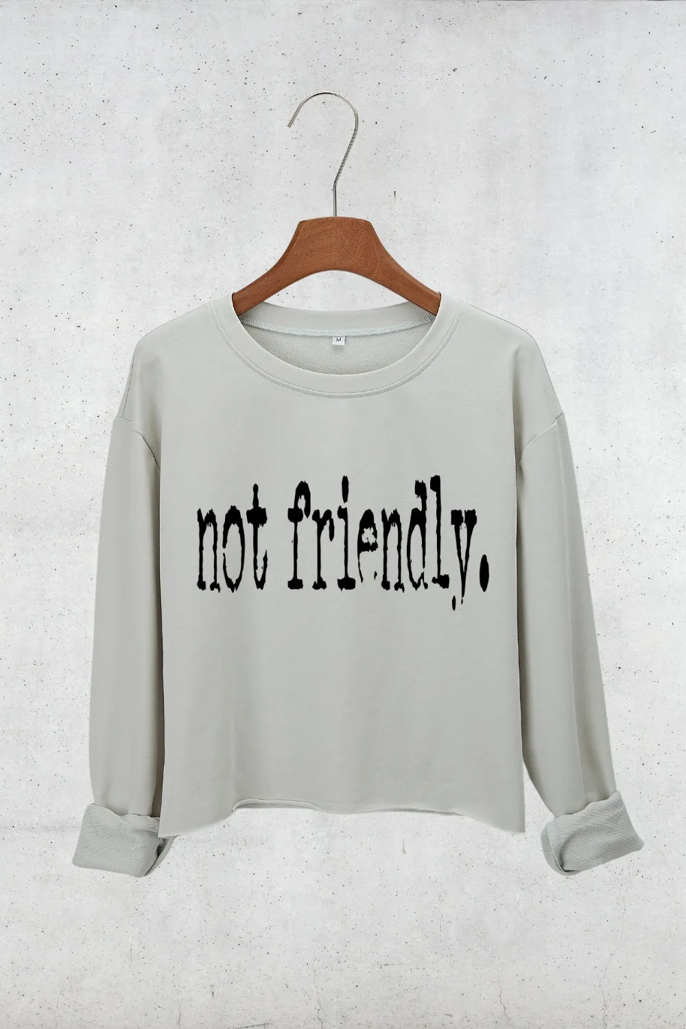Not Friendly Typography Design Crop Sweatshirt For Women sold by Fancy Tees product image thumbnail 2