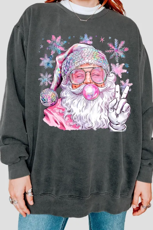 Snowflake Santa Christmas Blowing Bubble Sweatshirt For Women sold by Fancy Tees