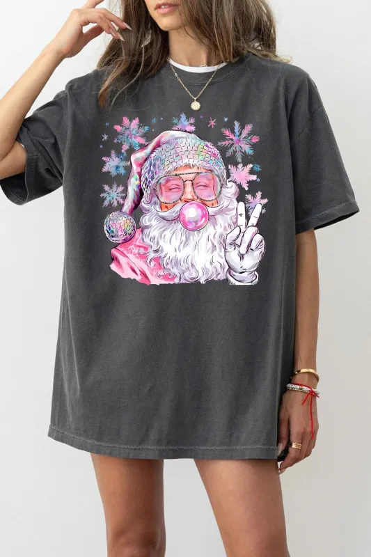 Snowflake Santa Christmas Blowing Bubble Tee For Women sold by Fancy Tees