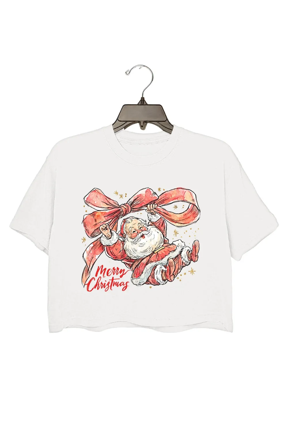 Coquette Merry Christmas With Santa Crop Top For Women sold by Fancy Tees product image thumbnail 2