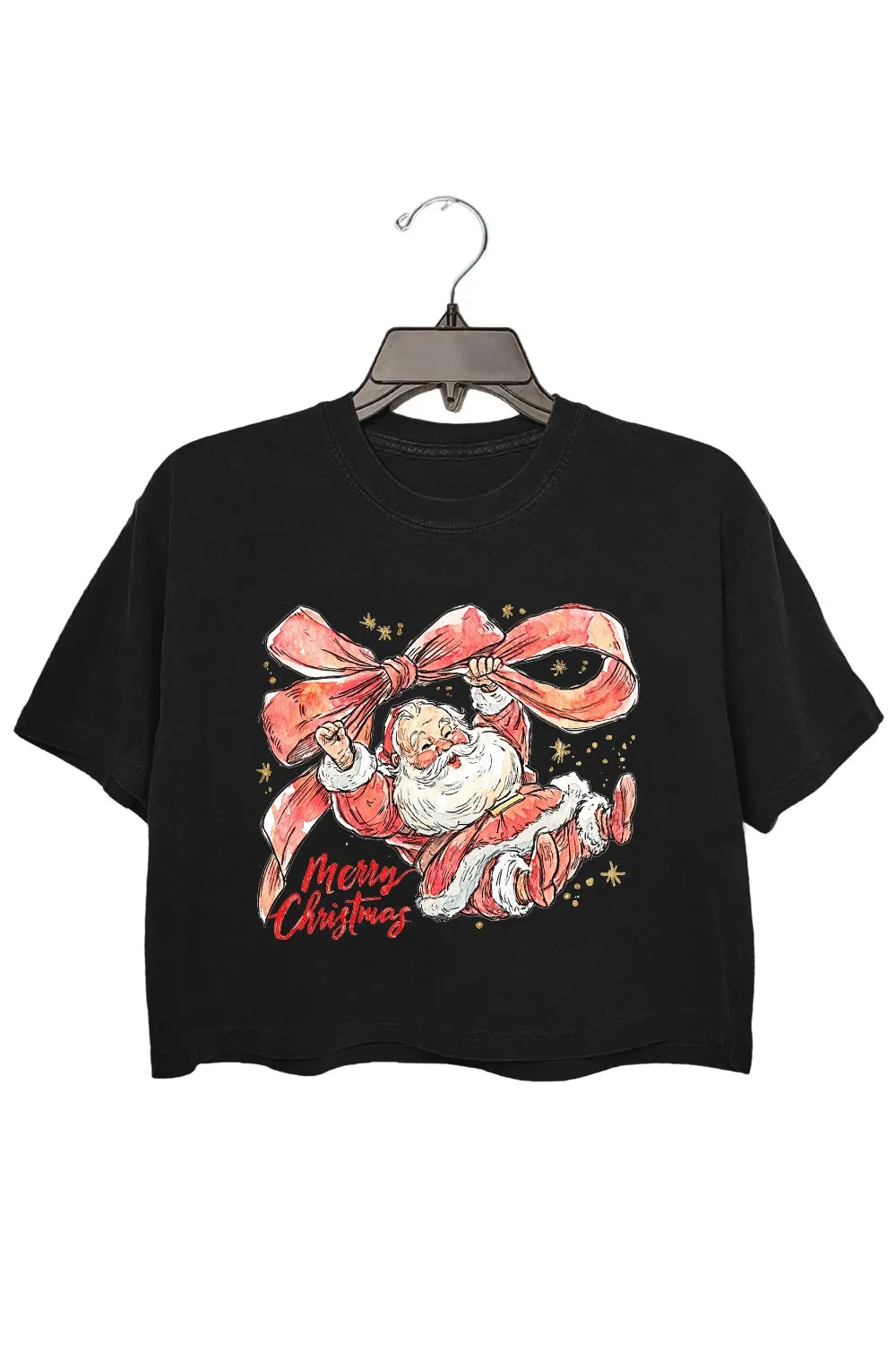 Coquette Merry Christmas With Santa Crop Top For Women sold by Fancy Tees product image thumbnail 3