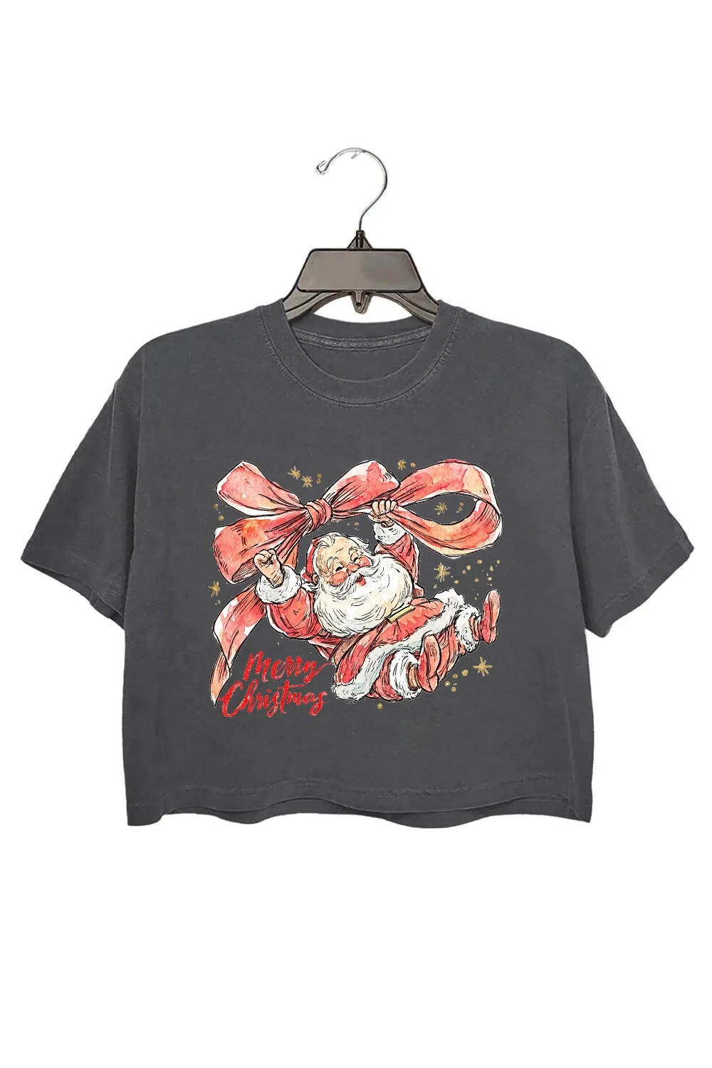 Coquette Merry Christmas With Santa Crop Top For Women sold by Fancy Tees