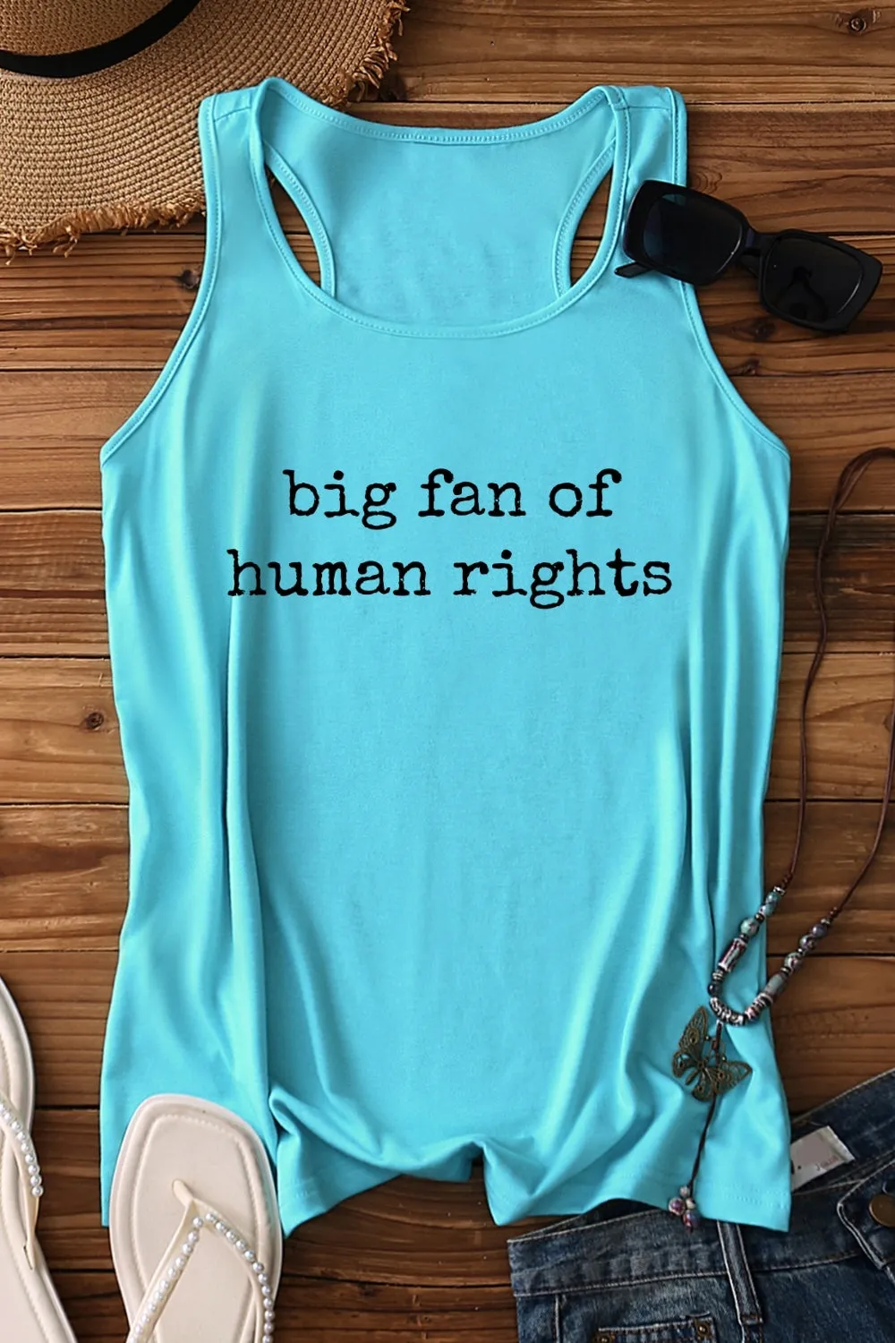 Big Fan Of Human Rights Tank Top For Women sold by Fancy Tees product image thumbnail 4