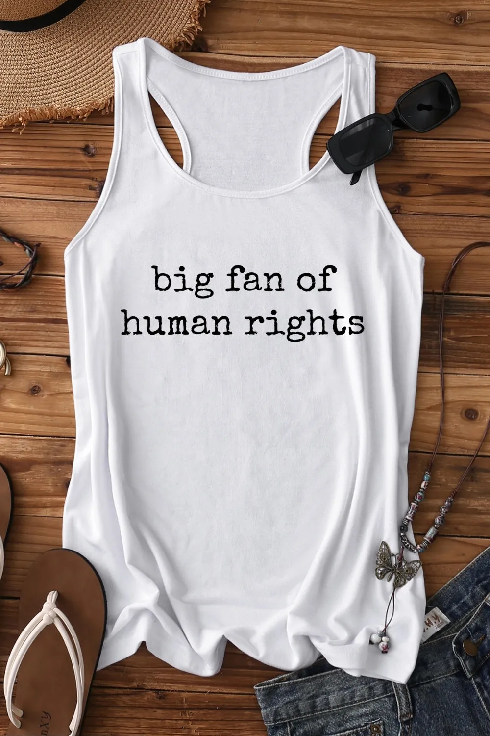 Big Fan Of Human Rights Tank Top For Women sold by Fancy Tees product image thumbnail 2