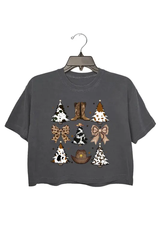 Coquette Western Christmas Tree Crop Top For Women sold by Fancy Tees