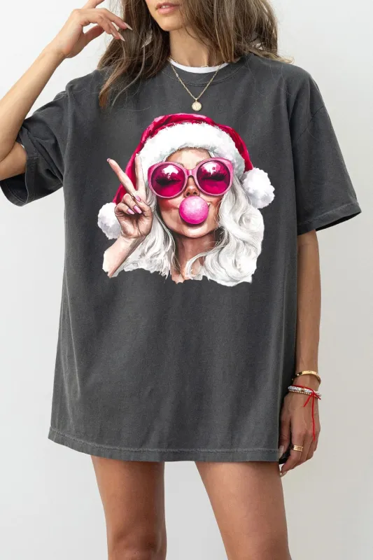 Retro Mrs Claus Blowing Bubble Christmas Tee For Women sold by Fancy Tees