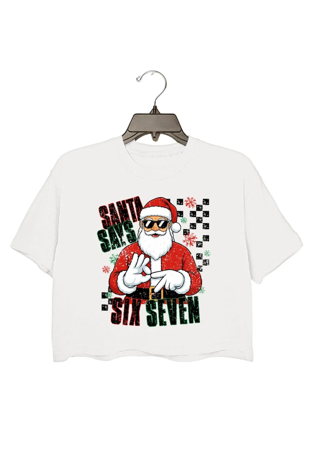 Santa Says Six Seven Funny Christmas Crop Top For Women sold by Fancy Tees product image thumbnail 2