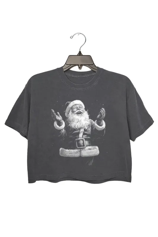 Vintage Santa Claus Holiday Illustration Crop Top For Women sold by Fancy Tees