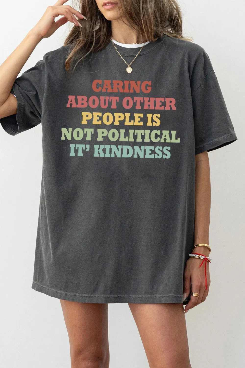 Caring About Other People Is Not Political Tee For Women sold by Fancy Tees