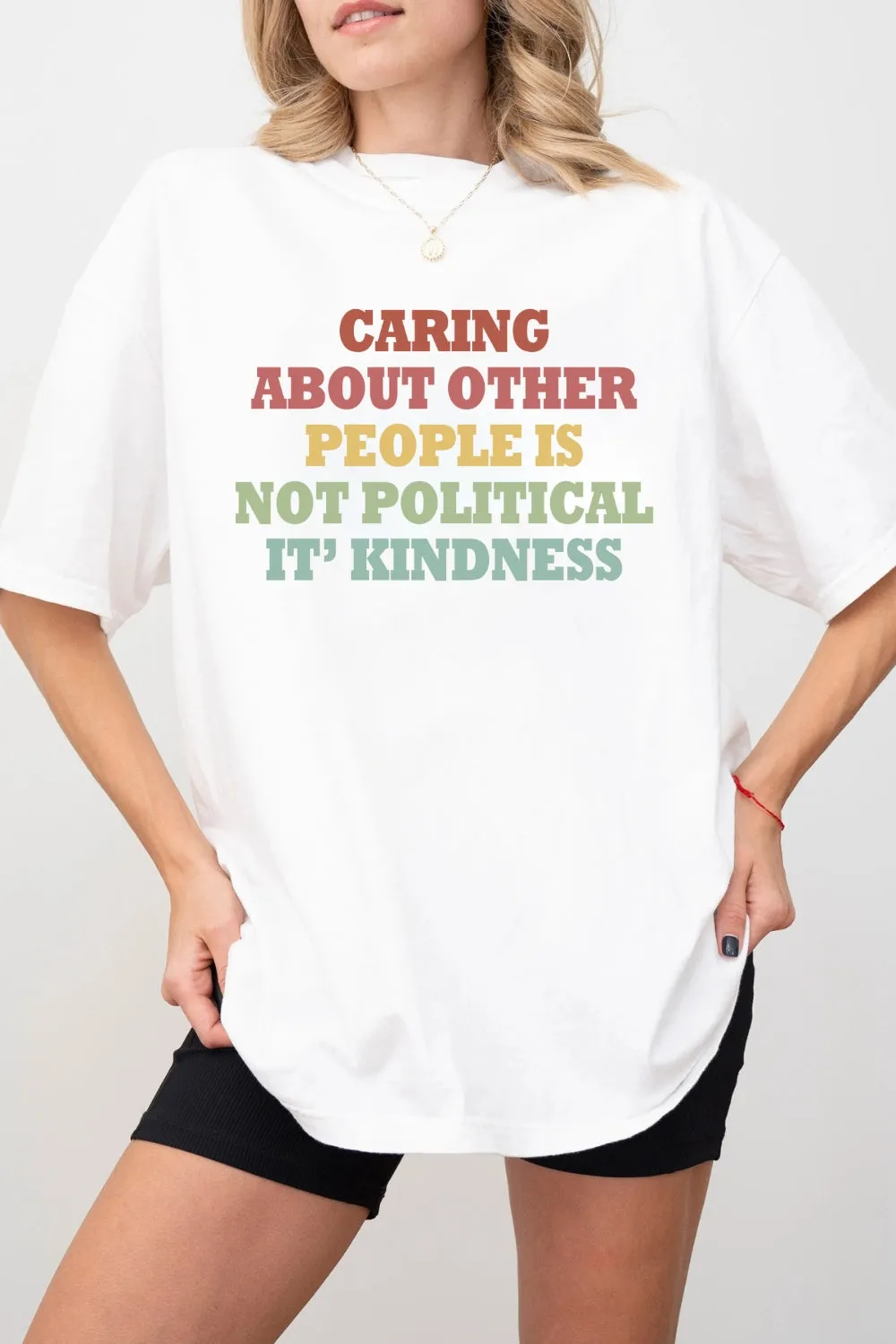 Caring About Other People Is Not Political Tee For Women sold by Fancy Tees product image thumbnail 2