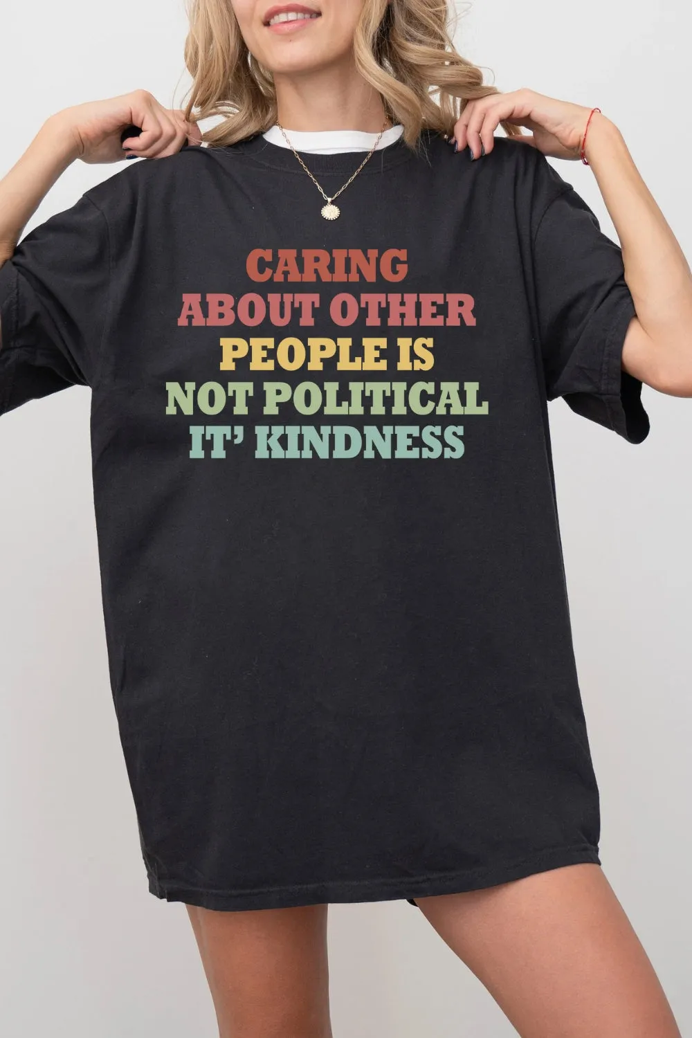 Caring About Other People Is Not Political Tee For Women sold by Fancy Tees product image thumbnail 3