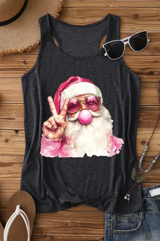 Retro Santa Christmas Blowing Bubble Tank Top For Women sold by Fancy Tees