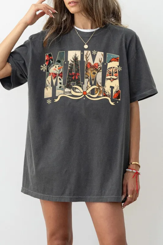 Preppy Christmas Mama Letters Tee For Women sold by Fancy Tees