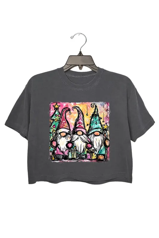 Cute Christmas Santa Gnome Crop Top For Women sold by Fancy Tees