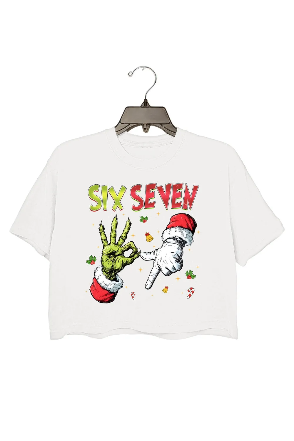 Funny Six Seven Meme Christmas Crop Top For Women sold by Fancy Tees product image thumbnail 2
