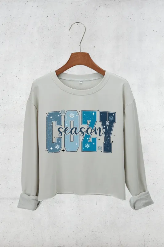 Cozy Season Winter Vibes Crop Sweatshirt For Women sold by Fancy Tees
