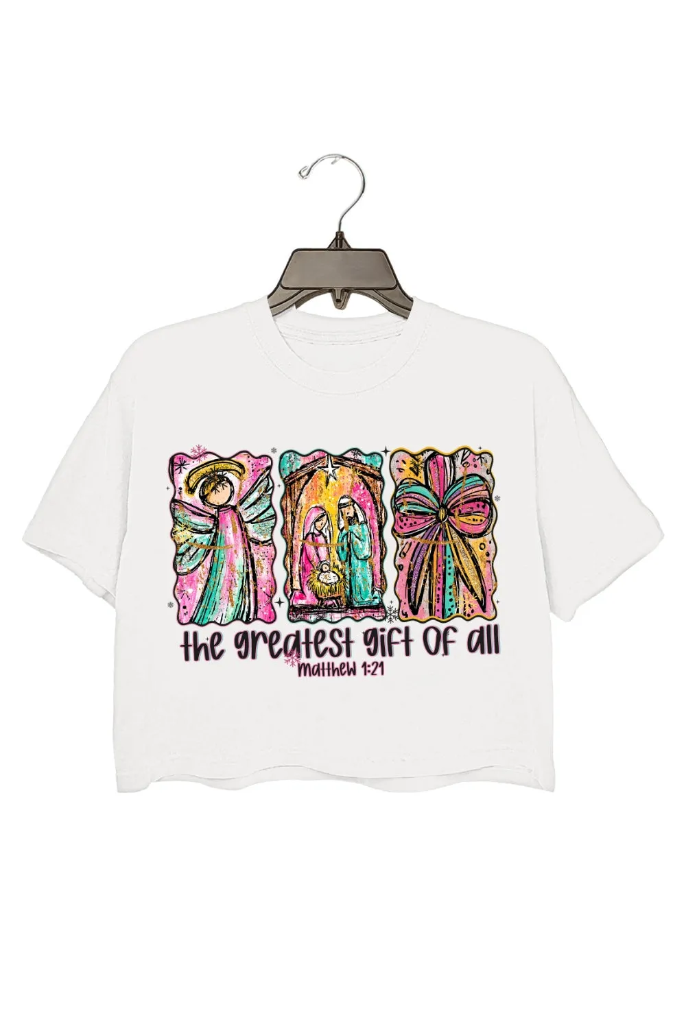 The Greatest Gift Of All Faith Christmas Crop Top For Women sold by Fancy Tees product image thumbnail 2