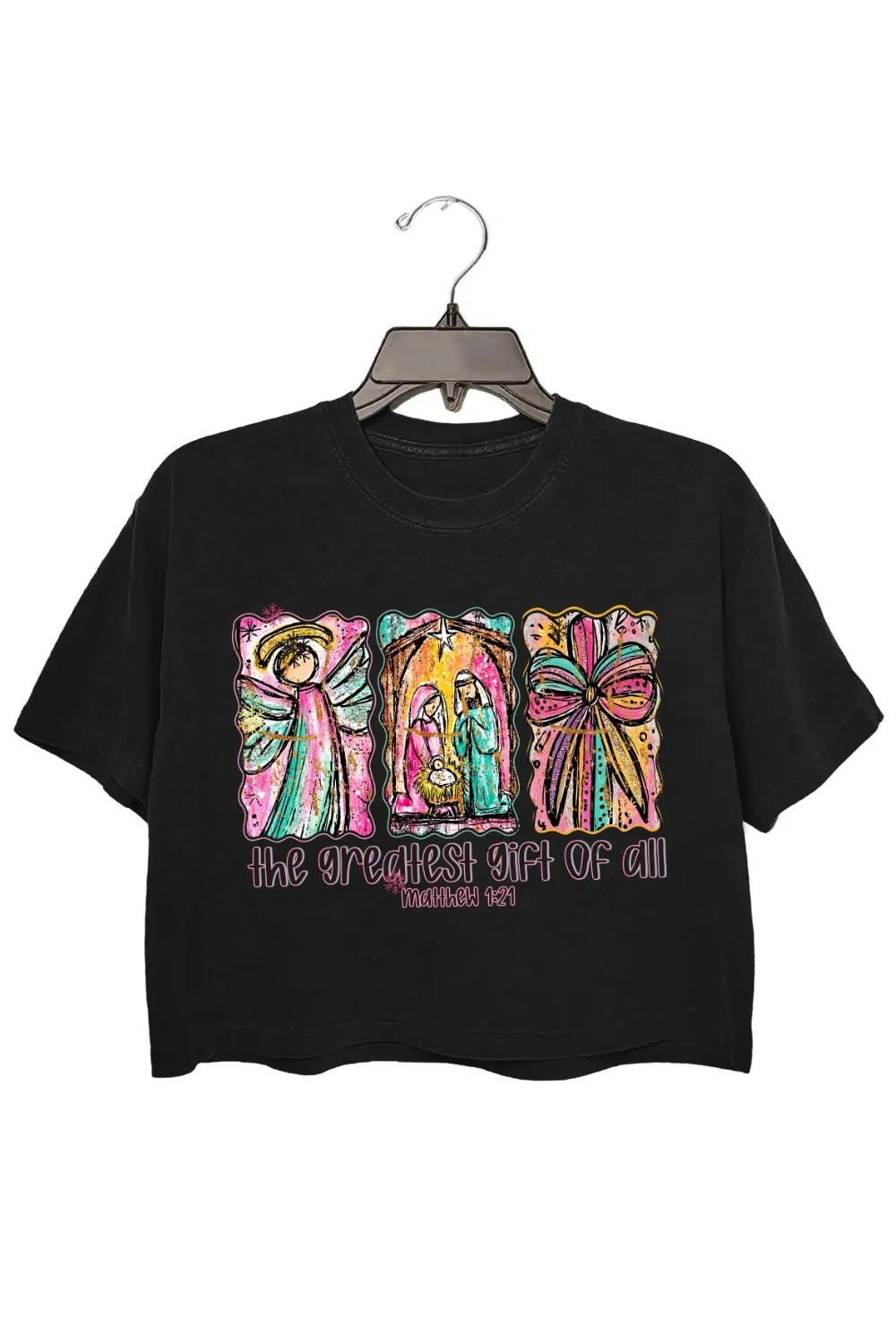 The Greatest Gift Of All Faith Christmas Crop Top For Women sold by Fancy Tees product image thumbnail 3