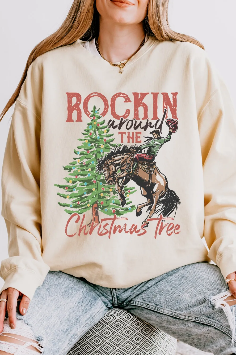 Rockin Around The Christmas Tree Sweatshirt For Women sold by Fancy Tees product image thumbnail 2