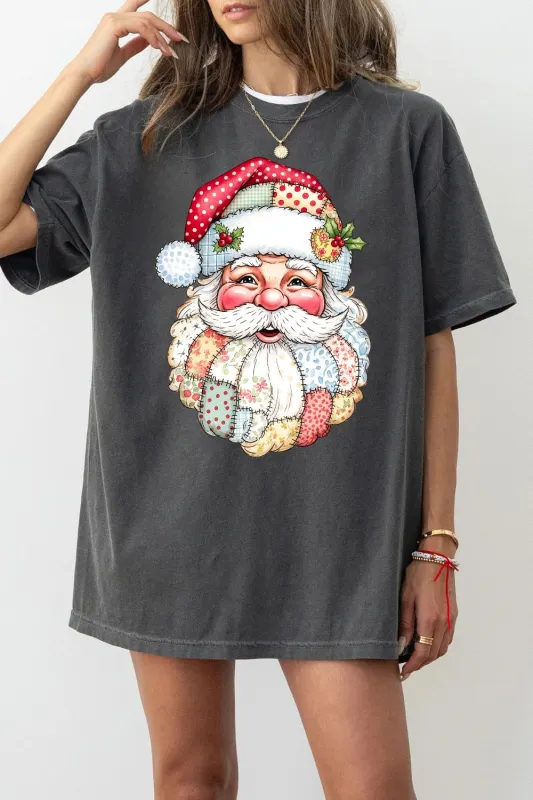 Patchwork Santa Claus Christmas Tee For Women sold by Fancy Tees