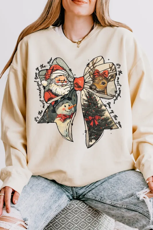 It's The Most Wonderful Time Of The Year Christmas Bow Sweatshirt For Women sold by Fancy Tees