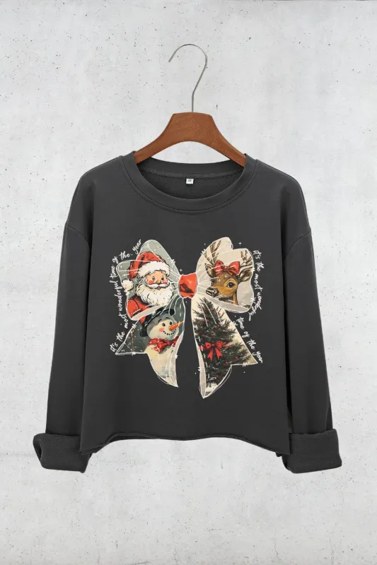 It's The Most Wonderful Time Of The Year Christmas Bow Crop Sweatshirt For Women sold by Fancy Tees