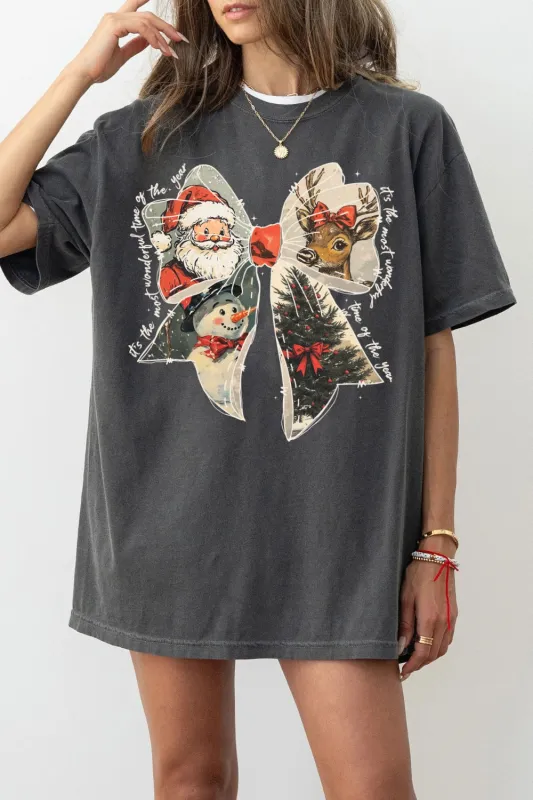 It's The Most Wonderful Time Of The Year Christmas Bow Tee For Women sold by Fancy Tees