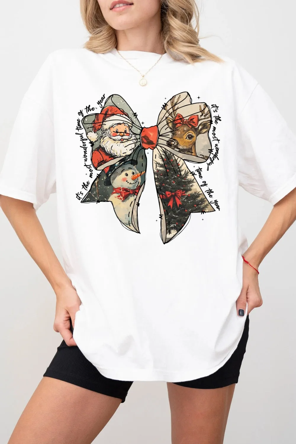 It's The Most Wonderful Time Of The Year Christmas Bow Tee For Women sold by Fancy Tees product image thumbnail 2