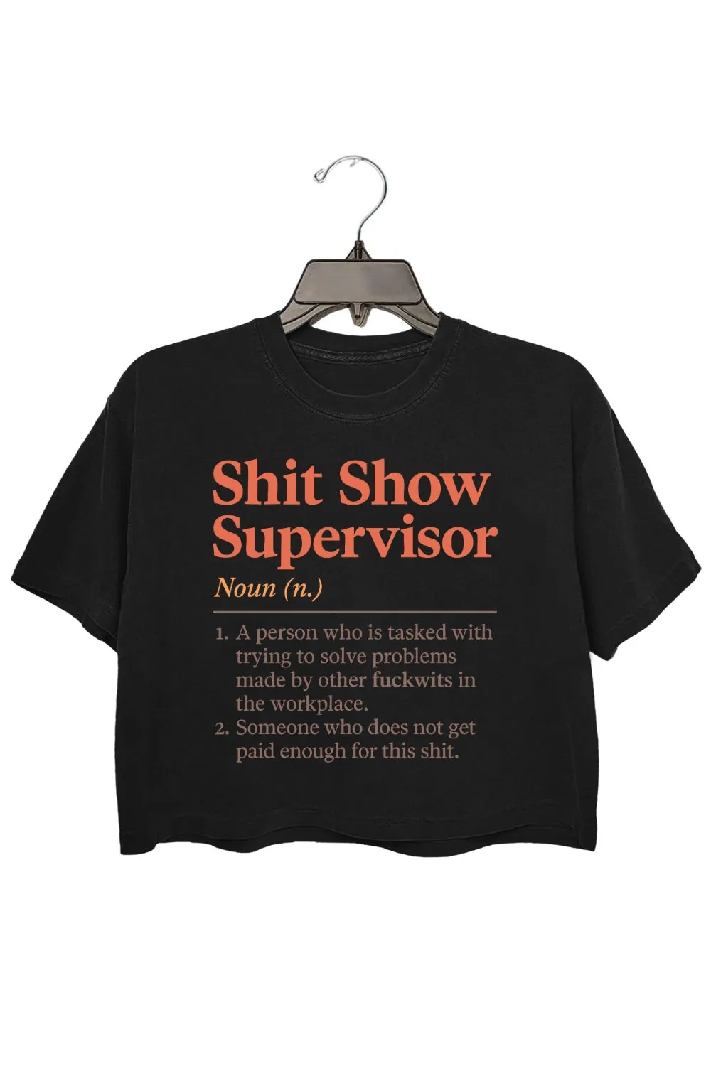 Shit Show Supervisor Work Humor Crop Top For Women sold by Fancy Tees product image thumbnail 3