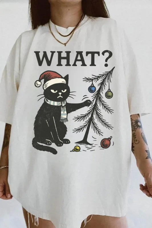 What? Cat Christmas Tee For Women made by Fancy Tees