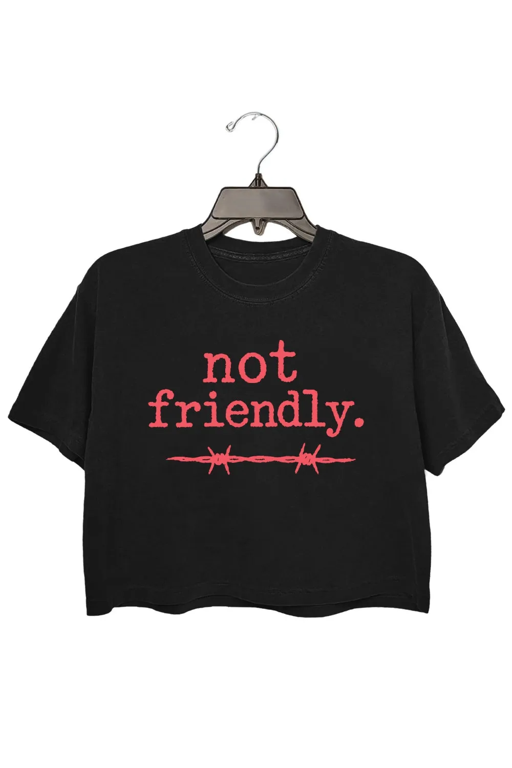 Not Friendly Barbed Wire Crop Top For Women sold by Fancy Tees product image thumbnail 3