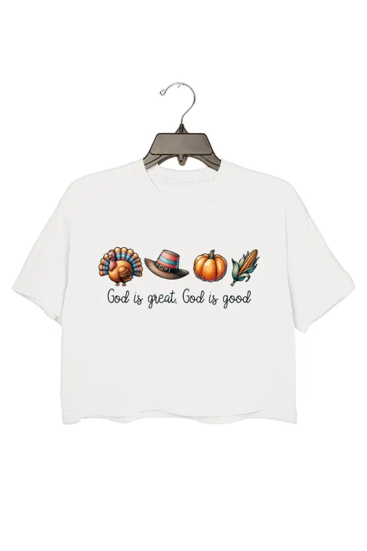 God is Great God Is Good Thanksgiving Crop Top For Women sold by Fancy Tees