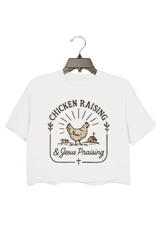Chicken Raising Jesus Praising Crop Top For Women sold by Fancy Tees