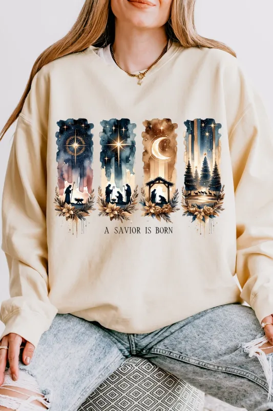 A Savior Is Born Christmas Sweatshirt For Women sold by Fancy Tees