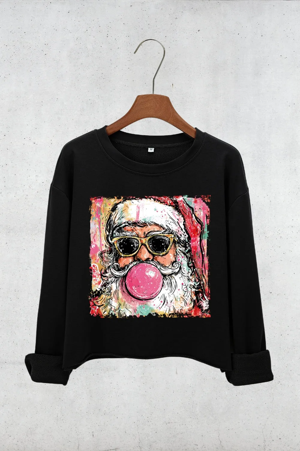 Preppy Santa Clause Blowing Bubble Crop Sweatshirt For Women sold by Fancy Tees product image thumbnail 3