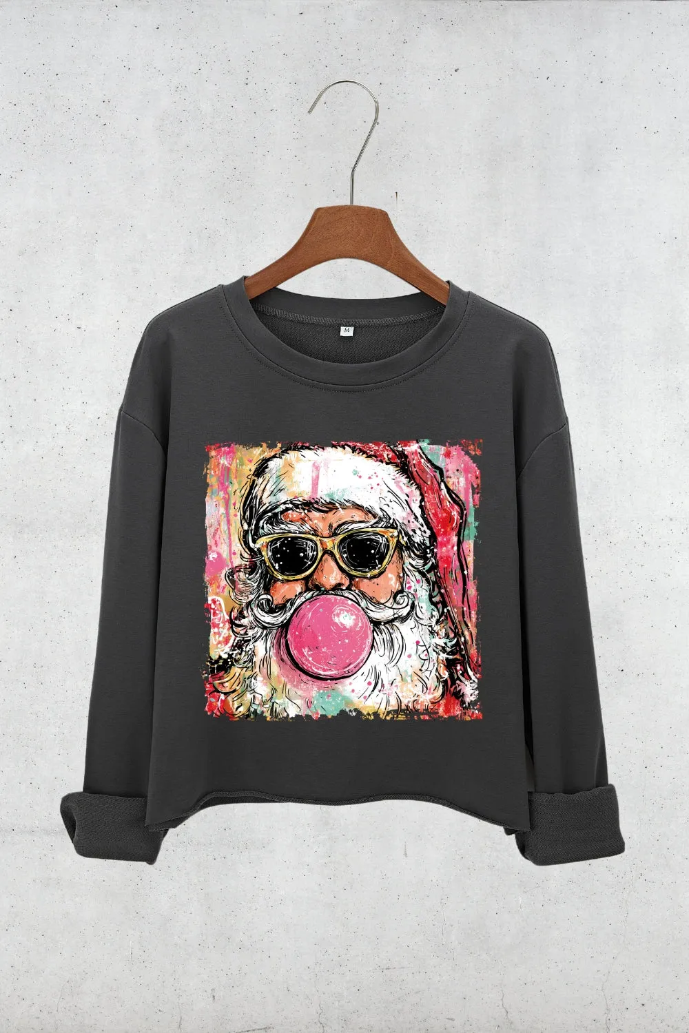 Preppy Santa Clause Blowing Bubble Crop Sweatshirt For Women sold by Fancy Tees