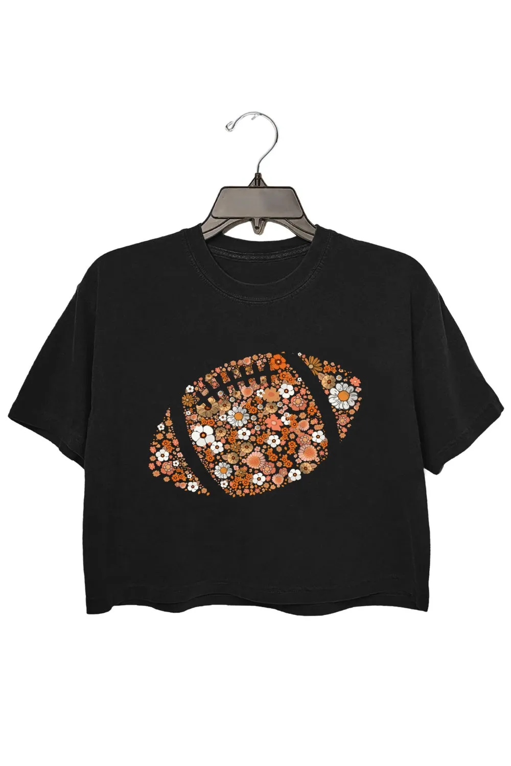 Retro Floral Football Crop Top For Women sold by Fancy Tees product image thumbnail 3