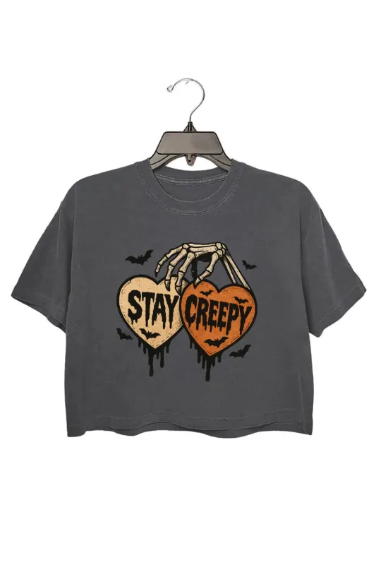 Stay Creepy Retro Drip Heart Crop Top For Women sold by Fancy Tees