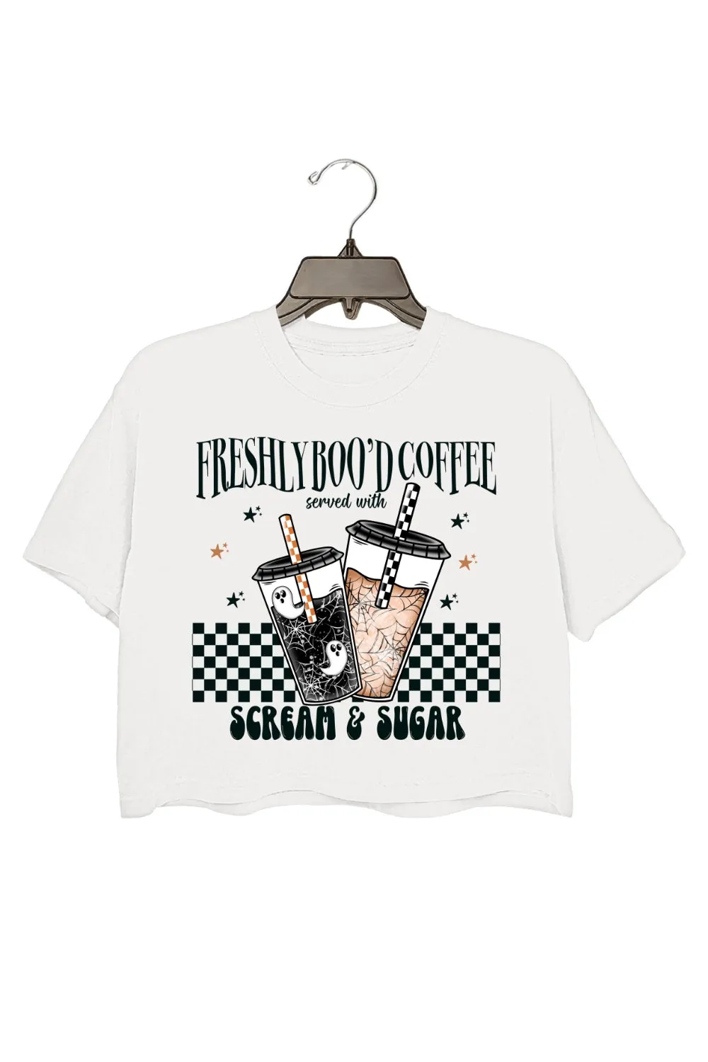 Freshly Boo’d Coffee Halloween Crop Top For Women sold by Fancy Tees product image thumbnail 2