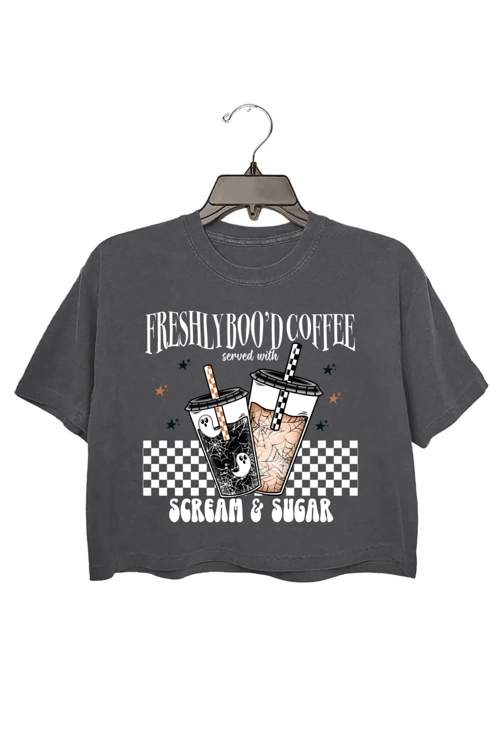 Freshly Boo’d Coffee Halloween Crop Top For Women sold by Fancy Tees