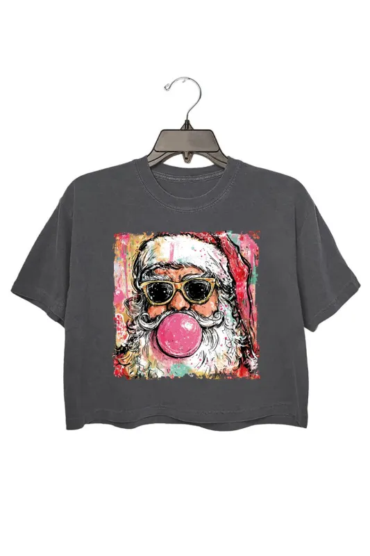 Preppy Santa Clause Blowing Bubble Crop Top For Women sold by Fancy Tees