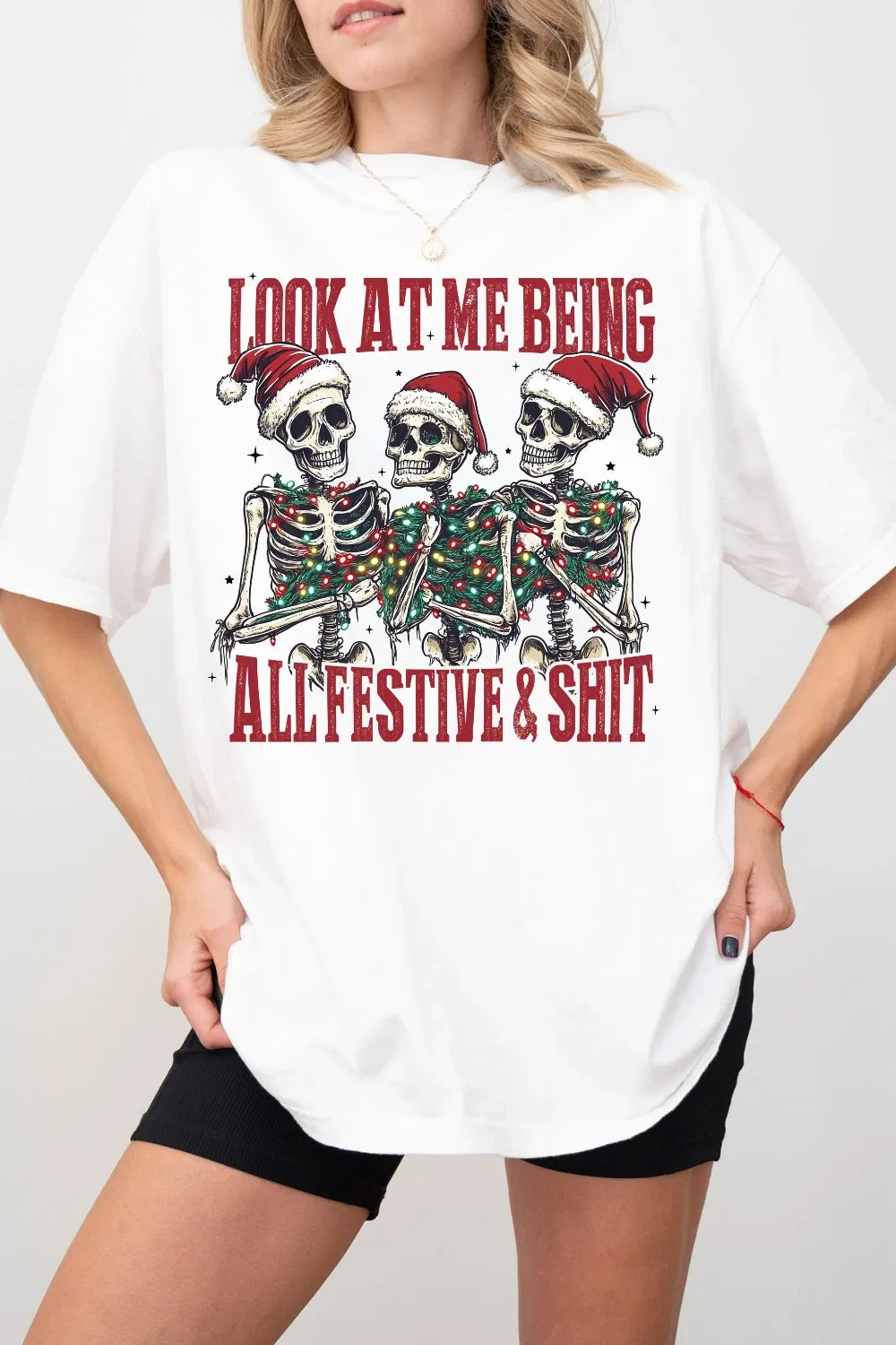 Look At Me Being All Festive And Shit Tee For Women sold by Fancy Tees product image thumbnail 2
