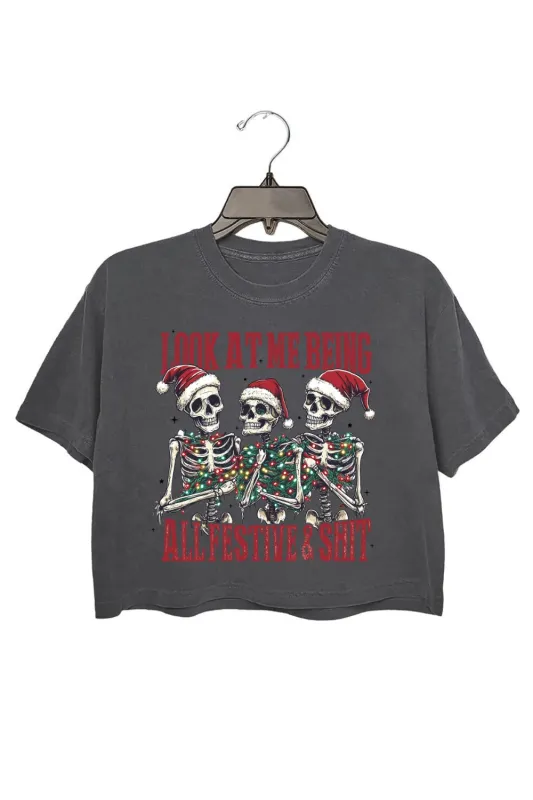 Look At Me Being All Festive And Shit Crop Top For Women sold by Fancy Tees